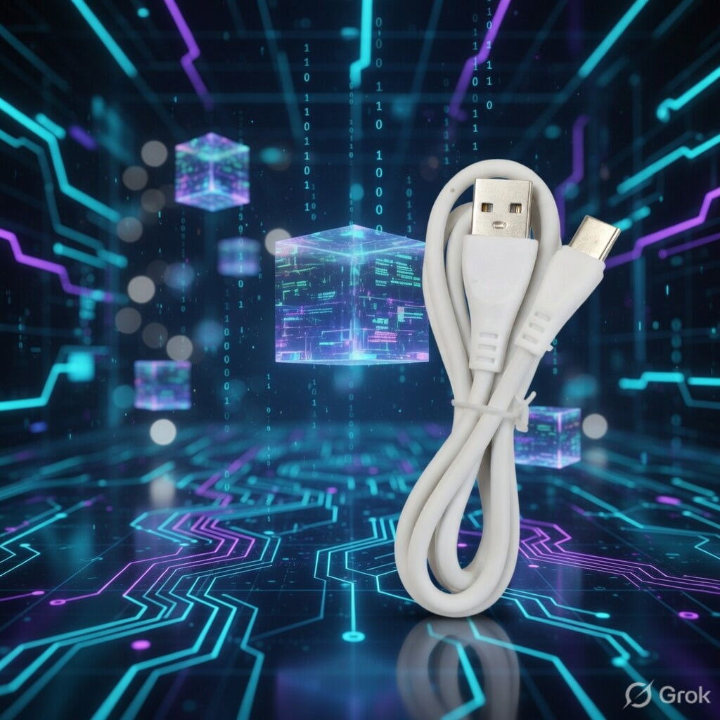 Type C USB Fast Charging Data Cable, White, 2.4 Amp, 1 Meter, Male-to-Male Connector, 6 Months Warranty