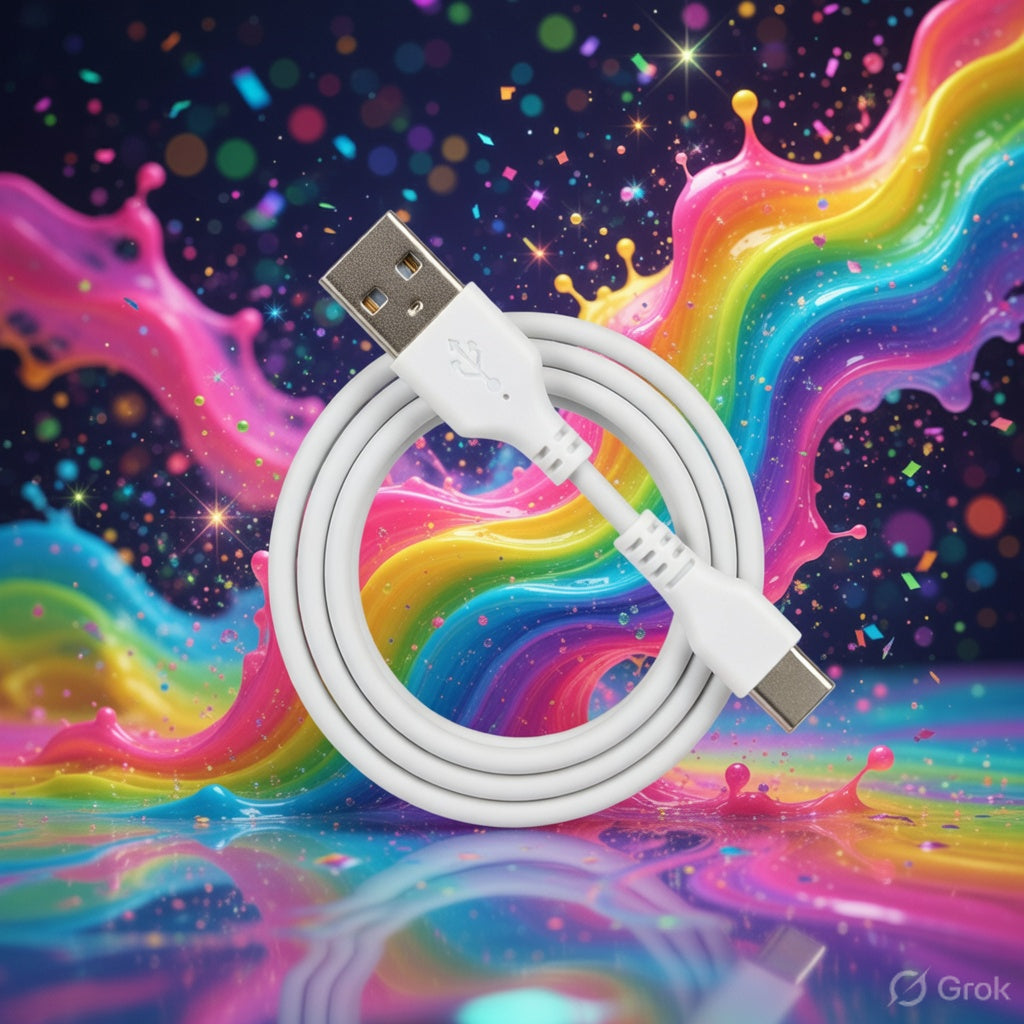 Type C USB Fast Charging Data Cable, White, 2.4 Amp, 1 Meter, Male-to-Male Connector, 6 Months Warranty