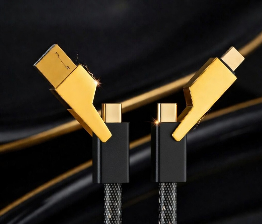 4 in 1 Metal Alloy Fast Charging Cable, 65W USB to Type-C, iPhone, USB-C to USB-C, Data Transfer Cable with Gold Connectors