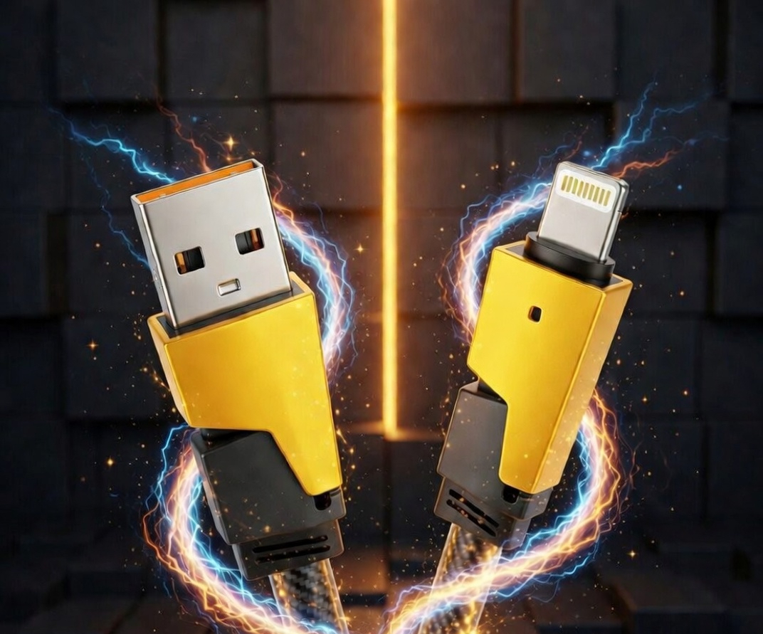 4 in 1 Metal Alloy Fast Charging Cable, 65W USB to Type-C, iPhone, USB-C to USB-C, Data Transfer Cable with Gold Connectors