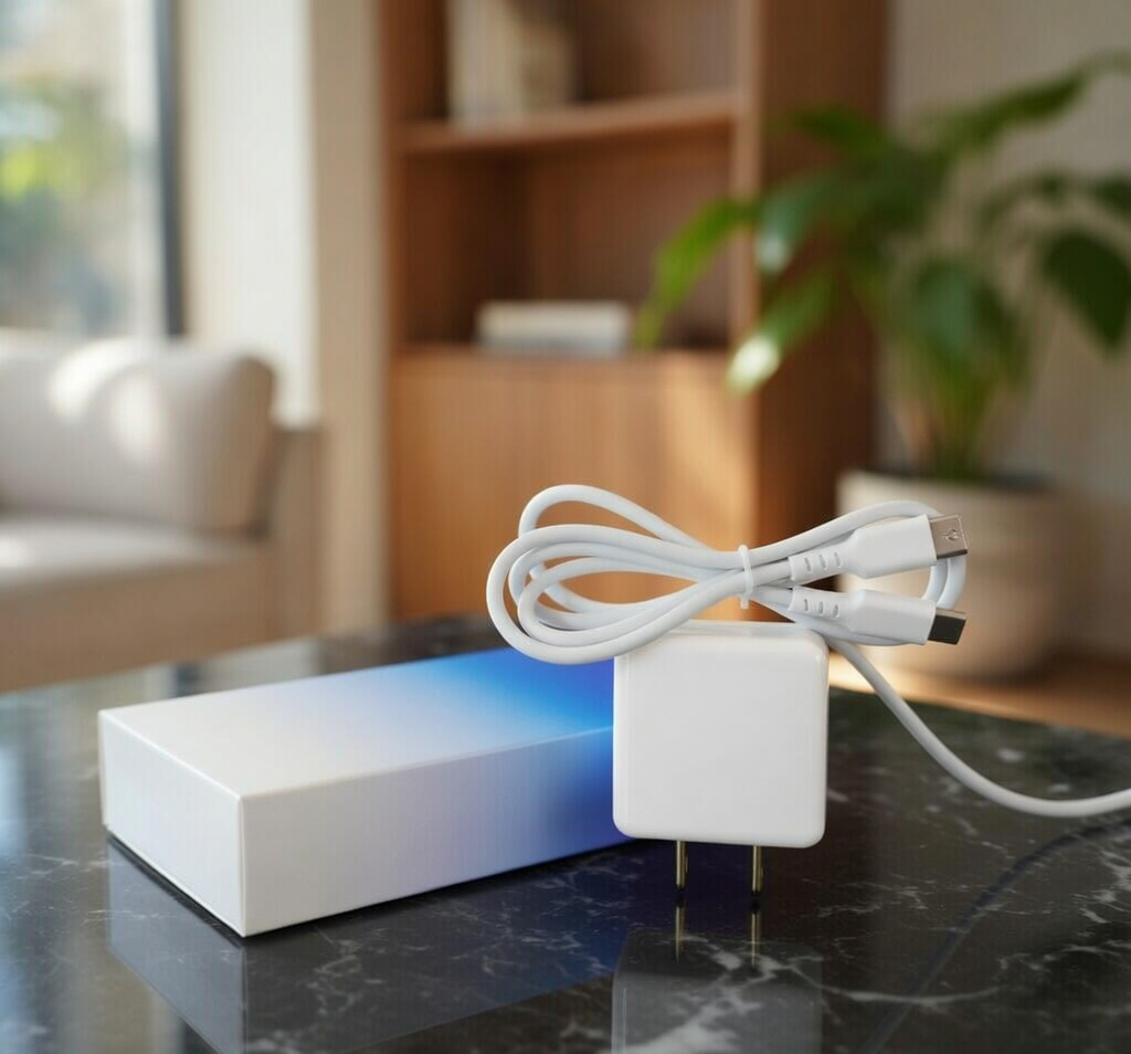 Adapter Charger with Type C Charging Cable Set, White, Compact USB Wall Plug