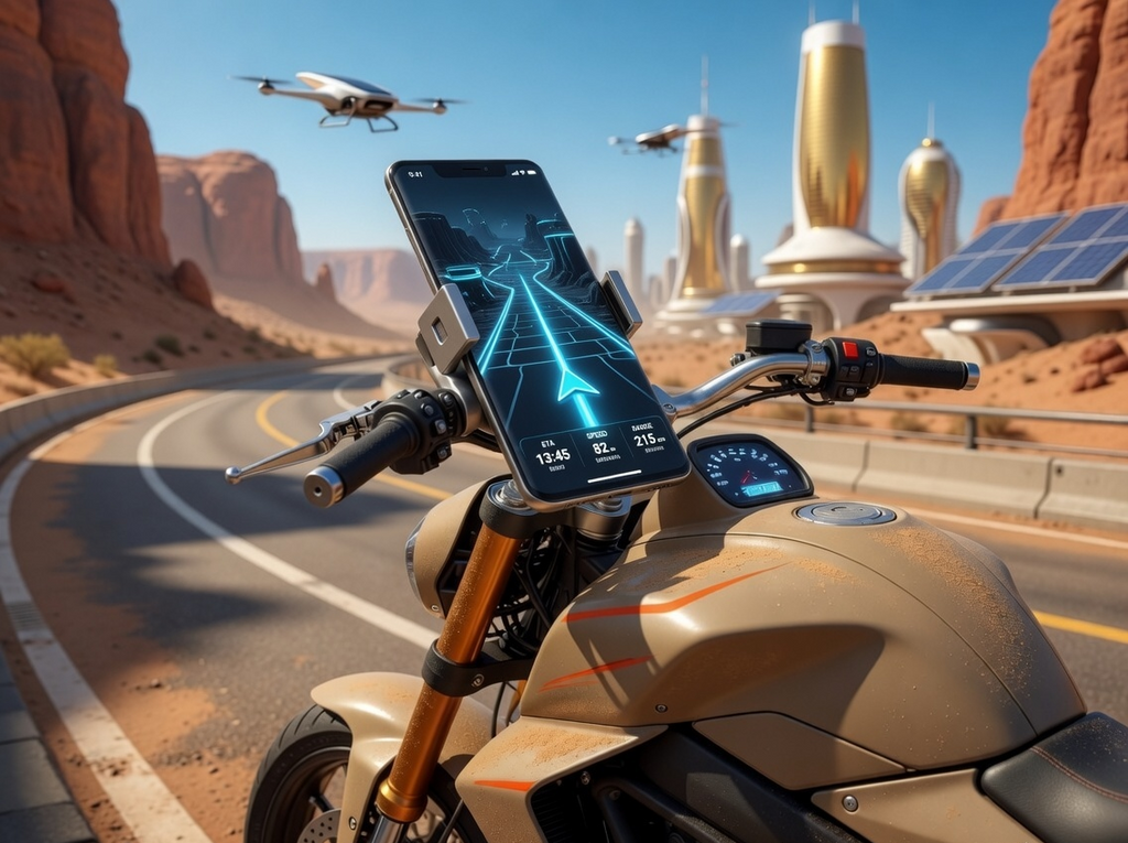 Motorcycle Handlebar Phone Holder with USB Charging Socket, Universal Mount for Smartphones