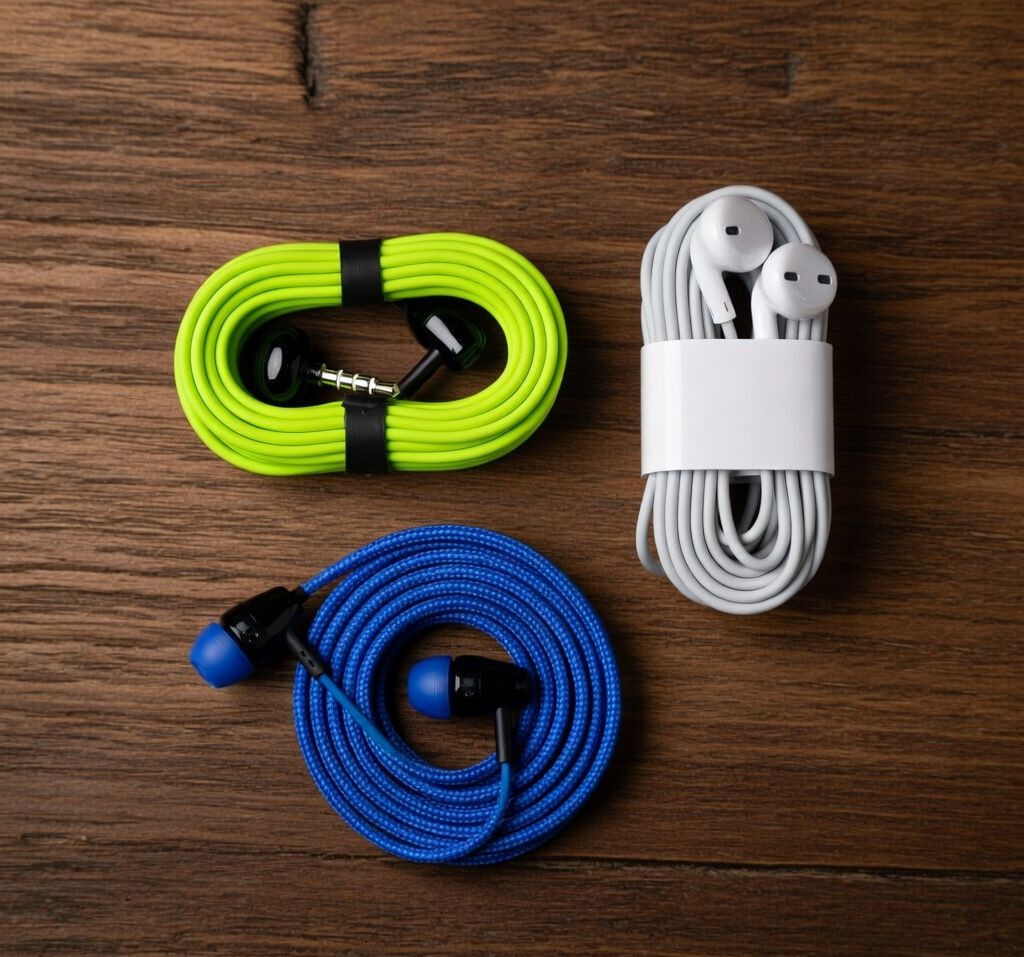 Colorful Wired Earphones with Microphone, in-Ear Headphones with 3.5mm Jack, Blue White Green