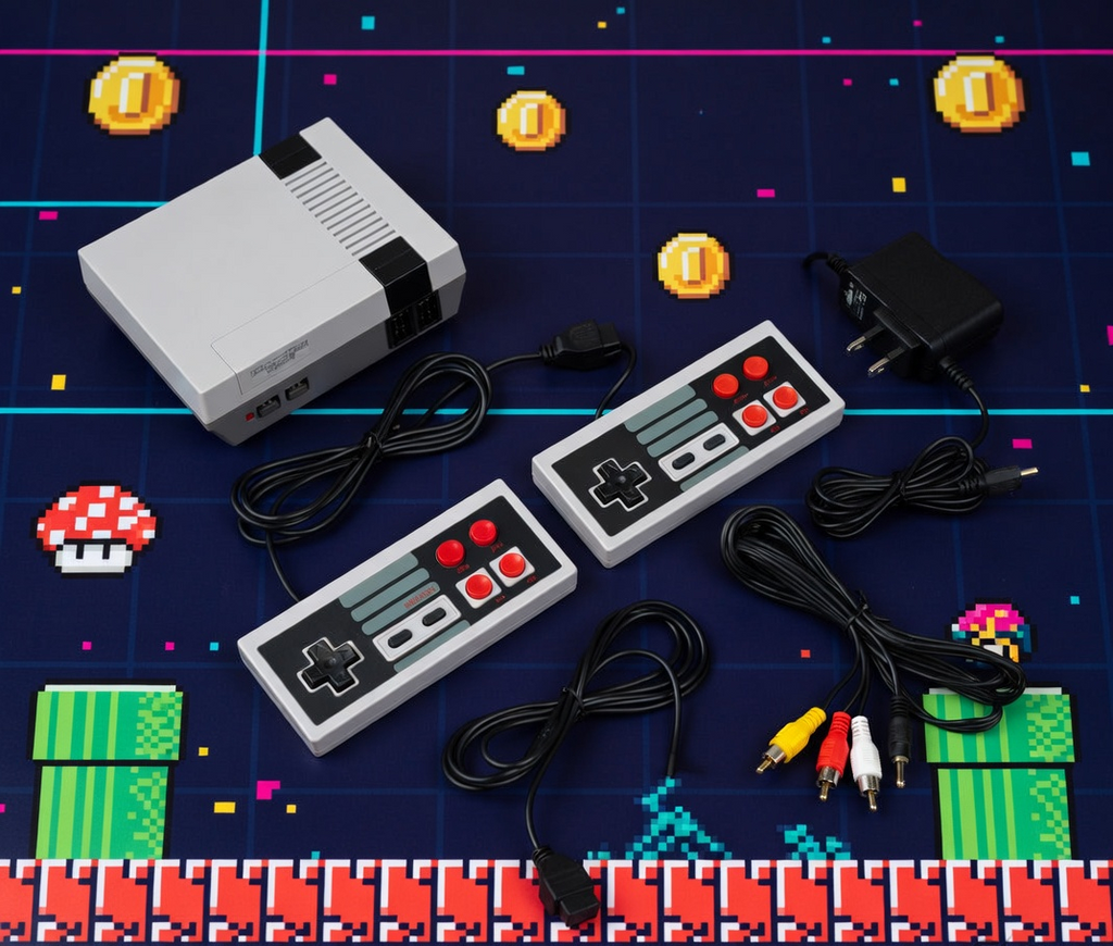 Video Game Console for TV, Built-in 620 Classic Games, with 2 Controllers and AV Cable