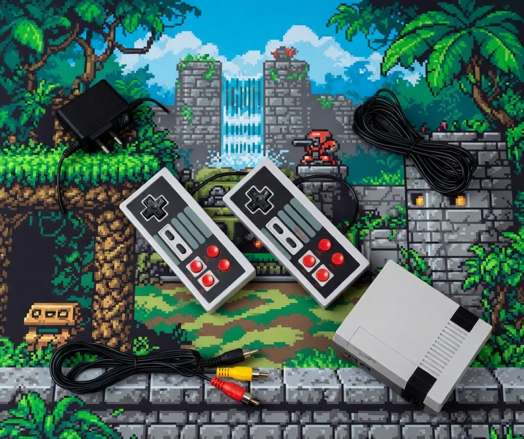 Video Game Console for TV, Built-in 620 Classic Games, with 2 Controllers and AV Cable