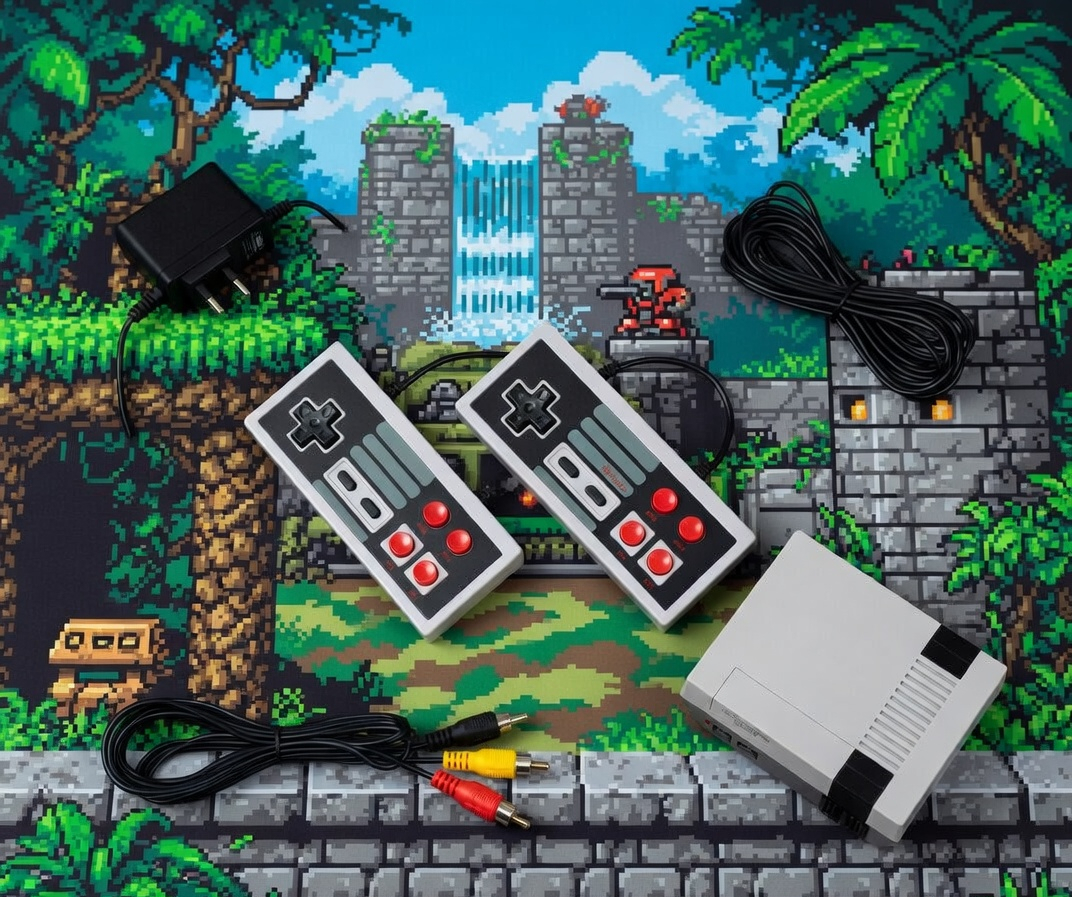 Video Game Console for TV, Built-in 620 Classic Games, with 2 Controllers and AV Cable