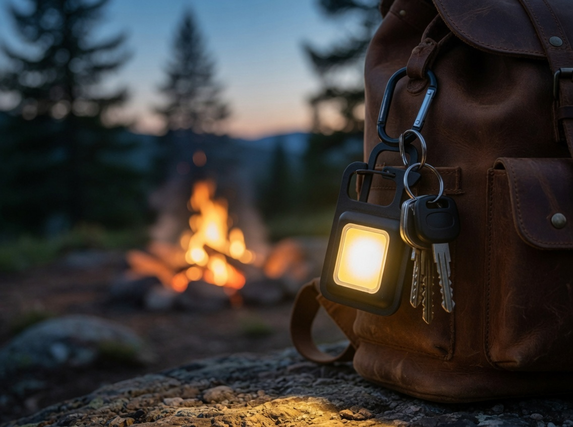 Mini COB LED Keychain Flashlight, USB Rechargeable, 3 Modes, with Carabiner Clip, Portable Work Light for Camping