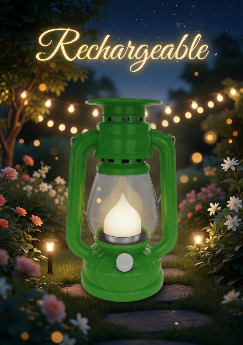 Rechargeable Vintage LED Lantern, Hand-Held Camping Lamp with Multiple Modes, Available in Red, Blue, and Green
