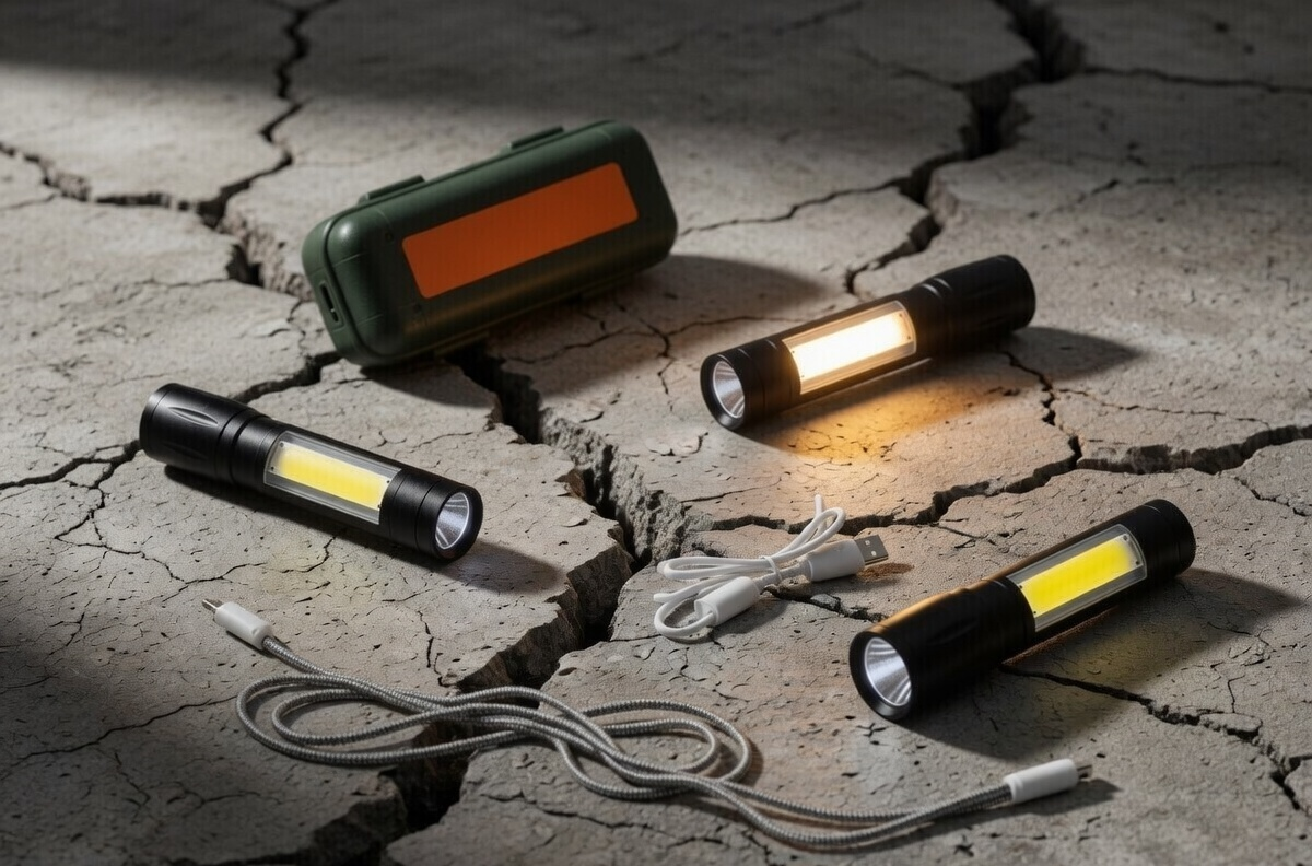 USB Rechargeable Metal Torch with Dual Mode COB and LED Light, Compact Mini, Packed with Carry Case