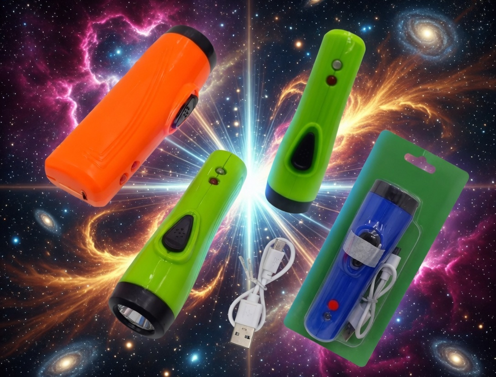 Mini Rechargeable USB Torch, Compact LED Flashlight, USB Charging Cable Included, Multiple Colours
