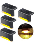 Solar Rechargeable Outdoor Deck Lights, Warm White LED, Auto Dusk to Dawn, for Steps, Stairs and Fence, Pack of 4