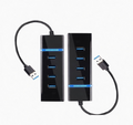 4 Port USB 3.0 Hub, Super Speed up to 5Gbps Transfer, Black, with Blue LED Indicator