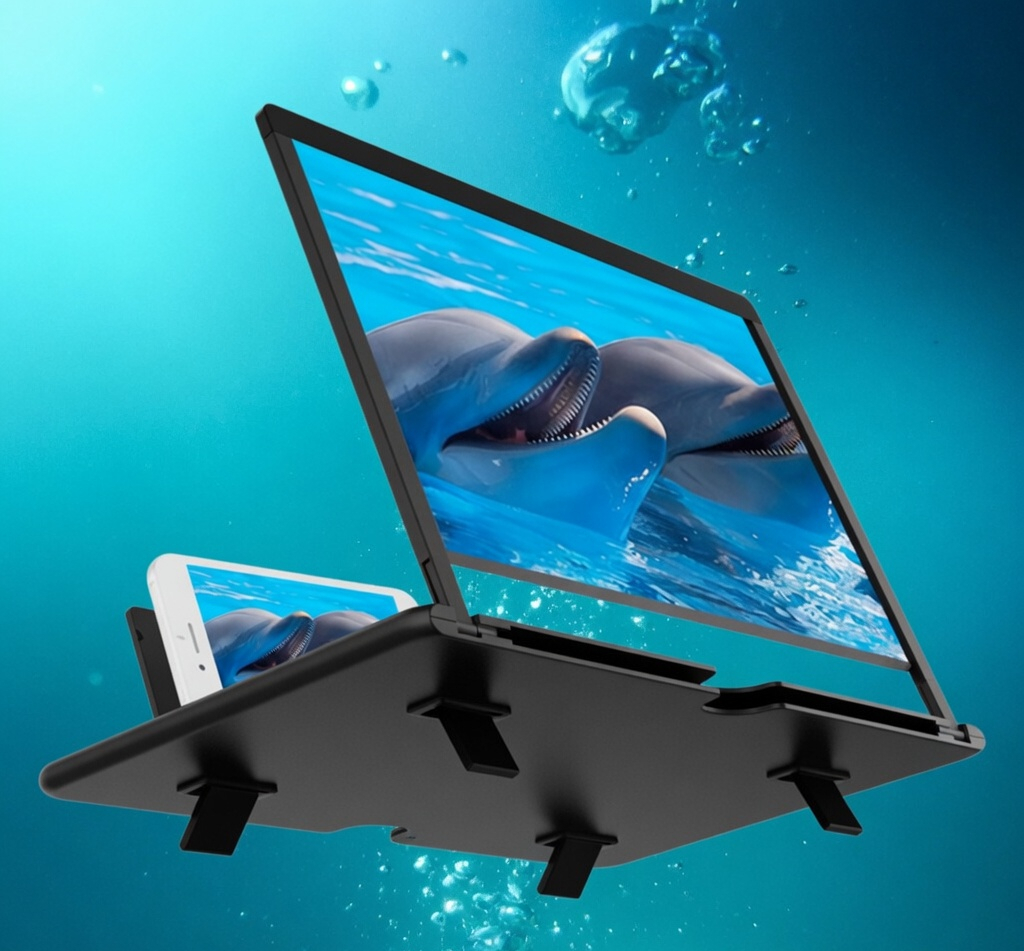 Phone Screen Magnifier, Foldable Smartphone Video Amplifier with Stand, for Home and Outdoor Travel Use